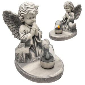 ZNICZ gipsowa figurka NAGROBNA LAMPA SOLARNA LED statuetka na grób