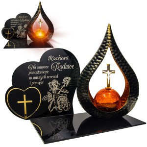 Znicz solarny STATUETKA NA CMENTARZ duża latarenka LED na grób DLA RODZICÓW