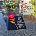 DEKORACJA na grób GRAWEROWANY ZNICZ podstawka na cmentarz RÓŻA DLA DZIADKA