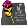 DEKORACJA na grób GRAWEROWANY ZNICZ podstawka na cmentarz RÓŻA DLA DZIADKA
