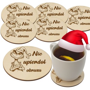 Podkładka pod kubek grawer GRINCH zestaw podkładki na stół świąteczna