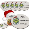 Podkładka pod kubek drewniana GRINCH zestaw podkładki na stół białe 5SZT