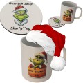 Zestaw Kubek i Podkładka pod kubek GRINCH zestaw świąteczny na stół białe