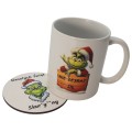 Zestaw Kubek i Podkładka pod kubek GRINCH zestaw świąteczny na stół białe