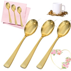 ZŁOTA ŁYŻECZKA DESEROWA Do Kawy Herbaty Elegancka Mieszadełko Połysk 6szt