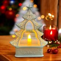 DEKORACJA ŚWIĄTECZNA LED BIAŁA CHOINKA ŚWIECZNIK OZDOBA Lampka Mała 17cm