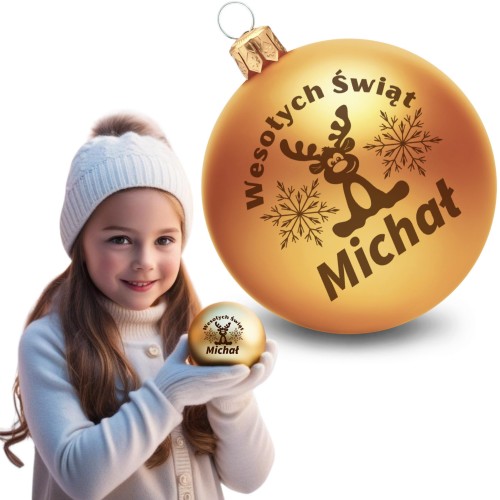 BOMBKA SZKLANA na choinkę z IMIENIEM ozdoba świąteczna PREZENT NA ŚWIĘTA   W3-ZL-MAT