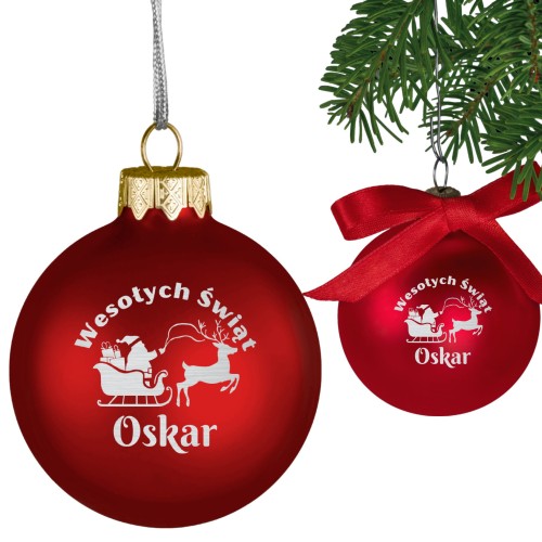 BOMBKA SZKLANA na choinkę z IMIENIEM ozdoba świąteczna PREZENT NA ŚWIĘTA