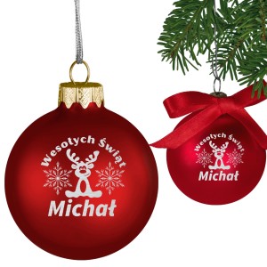 BOMBKA SZKLANA na choinkę z IMIENIEM ozdoba świąteczna PREZENT NA ŚWIĘTA