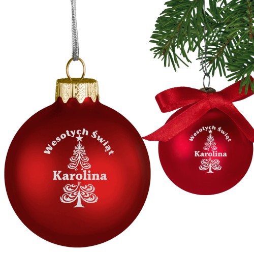 BOMBKA SZKLANA na choinkę z IMIENIEM ozdoba świąteczna PREZENT NA ŚWIĘTA