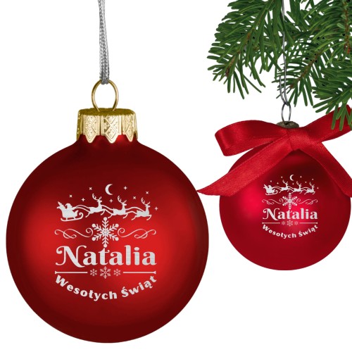 BOMBKA SZKLANA na choinkę z IMIENIEM ozdoba świąteczna PREZENT NA ŚWIĘTA
