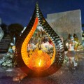 Znicz solarny STATUETKA NA CMENTARZ duża latarenka LED Z KRZYŻEM
