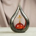 Znicz solarny STATUETKA NA CMENTARZ duża latarenka LED Z KRZYŻEM