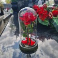 WIECZNA RÓŻA ŚWIECĄCA ZNICZ lampion LED dekoracja na grób na cmentarz