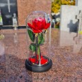 WIECZNA RÓŻA ŚWIECĄCA ZNICZ lampion LED dekoracja na grób na cmentarz
