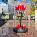 WIECZNA RÓŻA ŚWIECĄCA ZNICZ lampion LED dekoracja na grób na cmentarz
