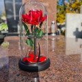 WIECZNA RÓŻA ŚWIECĄCA ZNICZ lampion LED dekoracja na grób na cmentarz