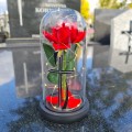 WIECZNA RÓŻA ŚWIECĄCA ZNICZ lampion LED dekoracja na grób na cmentarz
