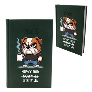 KALENDARZ 2026 NOWOŚĆ A5 KSIĄŻKOWY ZIELONY ŚMIESZNY PIES DZIENNY PLANER