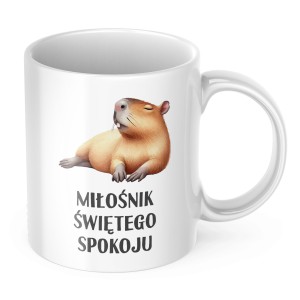 PREZENT KUBEK SUBLIMACJA 330ML ŚMIESZNY NADRUK CAPYBARA NA UROZINY IMIENINY ŚWIĘTA NA PREZENT ŚWIĄTECZNY