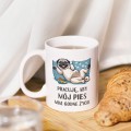 KUBEK SUBLIMACJA 330ML ŚMIESZNY NADRUK  PIES MOPS NA PREZENT ŚWIĘTA