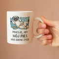 KUBEK SUBLIMACJA 330ML ŚMIESZNY NADRUK  PIES MOPS NA PREZENT ŚWIĘTA