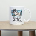 KUBEK SUBLIMACJA 330ML ŚMIESZNY NADRUK  PIES MOPS NA PREZENT ŚWIĘTA