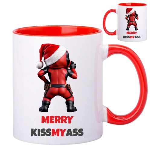 Kubek świąteczny z nadrukiem deadpool prezent duży ŚMIESZNY NA ŚWIĘTA