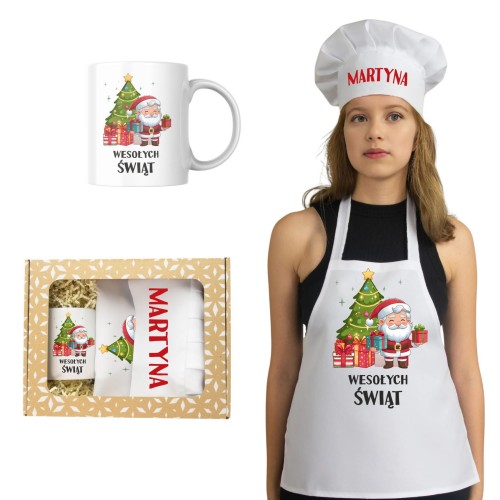 Kubek Fartuch Kuchenny Świąteczny Prezent Na Święta Zestaw dla Dziecka