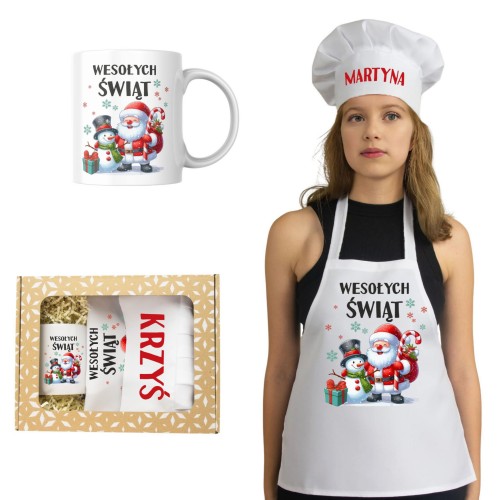 Kubek Fartuch Kuchenny Świąteczny Prezent Na Święta Zestaw dla Dziecka
