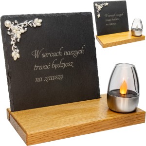 SOLARNY ZNICZ LED STATUETKA NA CMENTARZ GRÓB DUŻA DĄB