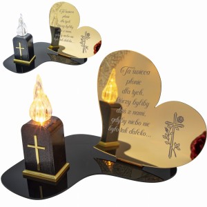 Znicz LED STATUETKA Złota NA CMENTARZ GRÓB DUŻA wieczna lampka nagrobna