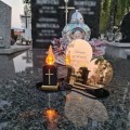Znicz LED STATUETKA Złota NA CMENTARZ GRÓB DUŻA wieczna lampka nagrobna