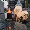 Znicz LED STATUETKA Złota NA CMENTARZ GRÓB DUŻA wieczna lampka nagrobna