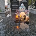 Znicz LED STATUETKA Złota NA CMENTARZ GRÓB DUŻA wieczna lampka nagrobna