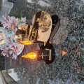 Znicz LED STATUETKA Złota NA CMENTARZ GRÓB DUŻA wieczna lampka nagrobna