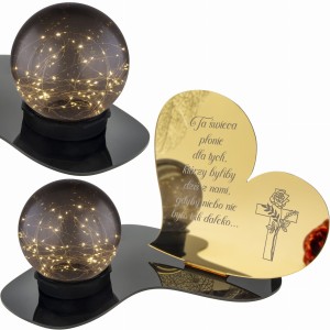 Znicz LED STATUETKA Złota NA CMENTARZ GRÓB DUŻA wieczna lampka nagrobna