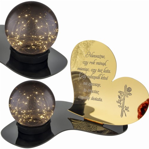 Znicz LED STATUETKA Złota NA CMENTARZ GRÓB DUŻA wieczna lampka nagrobna