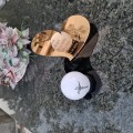 Znicz LED STATUETKA Złota NA CMENTARZ GRÓB DUŻA wieczna lampka nagrobna