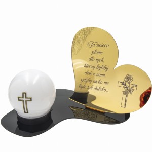 Znicz LED STATUETKA Złota NA CMENTARZ GRÓB DUŻA wieczna lampka nagrobna