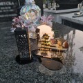 Znicz LED STATUETKA Złota NA CMENTARZ GRÓB DUŻA wieczna lampka nagrobna