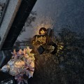 Znicz LED STATUETKA Złota NA CMENTARZ GRÓB DUŻA wieczna lampka nagrobna