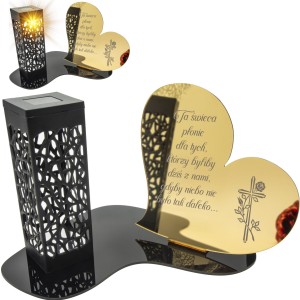 Znicz LED STATUETKA Złota na CMENTARZ GRÓB DUŻA Wieczna Lampka Nagrobna