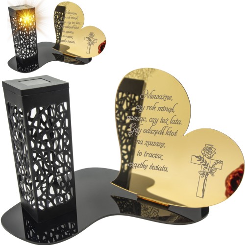 Znicz LED STATUETKA Złota NA CMENTARZ GRÓB DUŻA wieczna lampka nagrobna