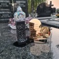Znicz LED STATUETKA Złota NA CMENTARZ GRÓB DUŻA wieczna lampka nagrobna