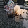 Znicz LED STATUETKA Złota NA CMENTARZ GRÓB DUŻA wieczna lampka nagrobna