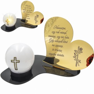 Znicz LED STATUETKA Złota NA CMENTARZ GRÓB DUŻA wieczna lampka nagrobna