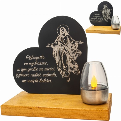 SOLARNY ZNICZ LED STATUETKA NA CMENTARZ GRÓB DUŻA DĄB