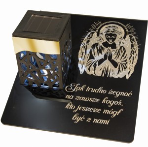 Solarny znicz LED STATUETKA NA CMENTARZ z Aniołem na GRÓB DUŻA wieczna lampka nagrobna