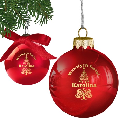BOMBKA SZKLANA na choinkę z IMIENIEM ozdoba świąteczna PREZENT NA ŚWIĘTA  W2